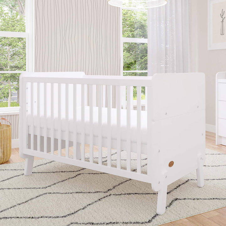 White Natty Cot Bed converted to a crib